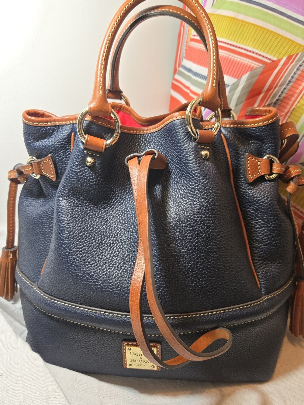 Dooney & Bourke Navy 'Buckley' Bag In Pebbled Leather. Like New!